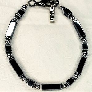 Classic Elegant Hematite Bracelet With Inspirational Word Charm